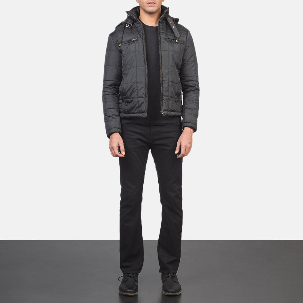 
Alps Quilted Black Windbreaker Jacket - عرض جانبي يوضح قَصّة الأكمام المريحة