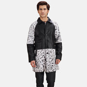 Men's Artistry أسود Dye معطف جلد رجالي in Black &amp; White Sheepskin Dip &amp;Amp; Dye - Front Profile View &amp; Tailored Silhouette | Buy Online