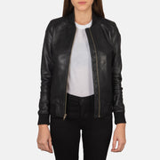 
Bliss أسود جاكيت بومبر جلد نسائي in Black Sheepskin Leather - عرض أمامي وقَصّة مفصلة أنيقة | شراء أونلاين عبر المتجر الرسمي
