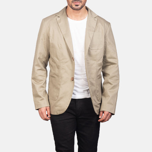 Borges Beige Blazer in Beige Poly-Cotton - Front Profile View & Tailored Silhouette | Buy Online