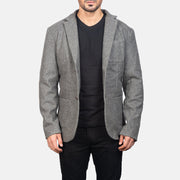 Men's Grey Wool Blazer in Grey Synthetic Wool - Front Profile View &amp; Tailored Silhouette | Buy Online