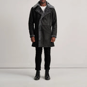 
Charles معطف جلد فاخر بني Shearling معطف جلد فاخر رجالي - عرض جانبي يوضح قَصّة الأكمام المريحة
