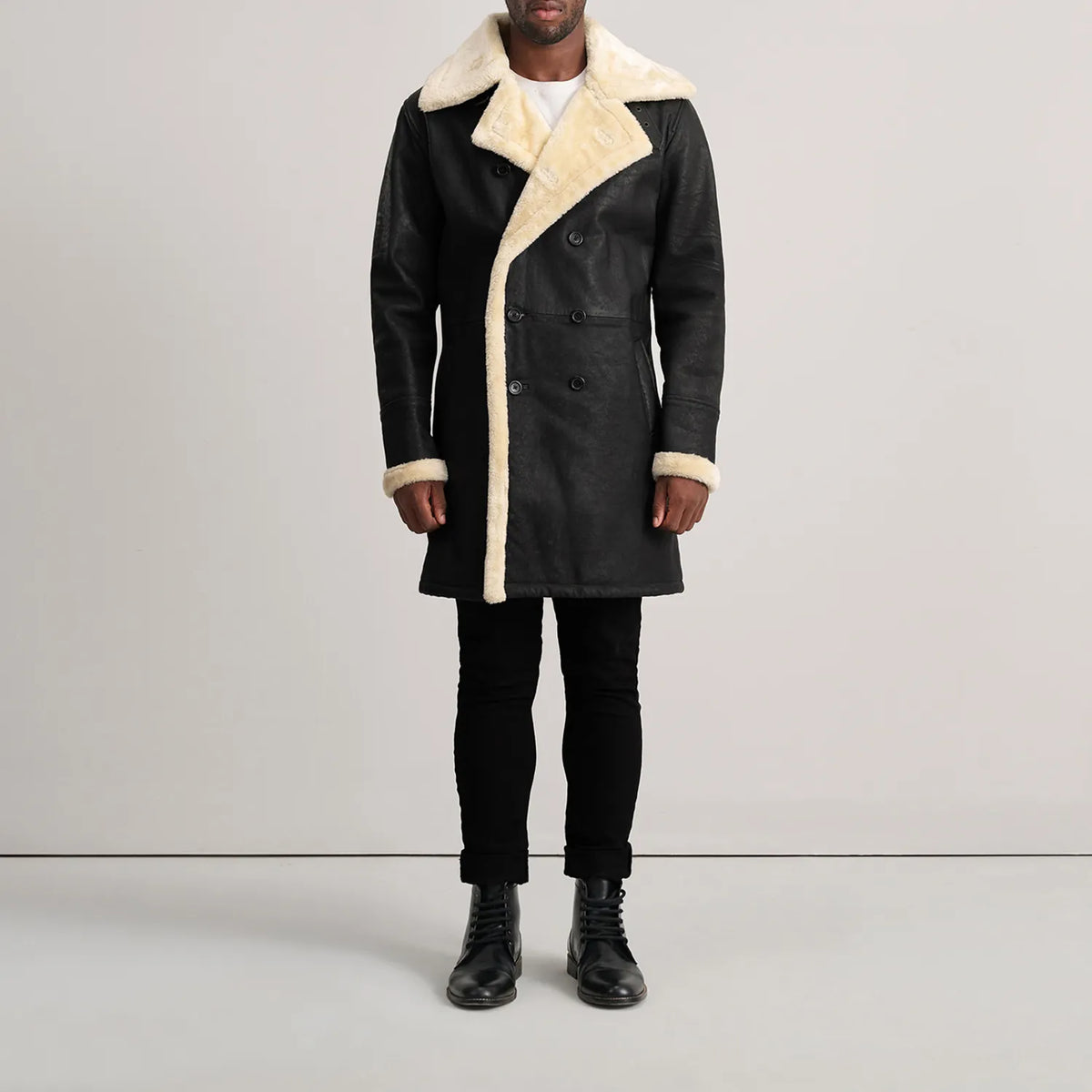 
Charles معطف جلد فاخر بني Shearling معطف جلد فاخر رجالي – alternate product view 3