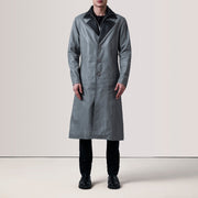 
Grey Sheepskin leather Coat - عرض خلفي يوضح تفصيل الأكتاف المتقن والحاشية النظيفة