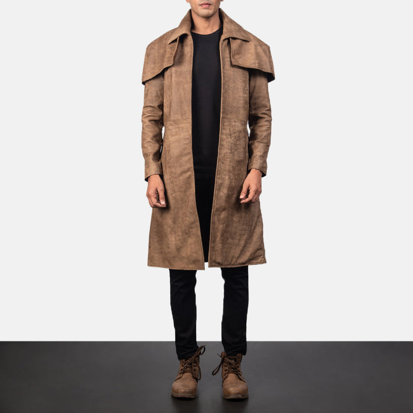 Classic بني Leather Duster رجالي