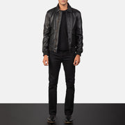 Men's Coffmen Brown Suede A2 Bomber Jacket - Lateral Side Profile View Showing Sleeve Cut &amp; Athletic Taper Fit