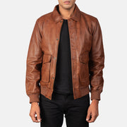 Rib knit &amp; Hem Craftsmanship Construction Detail on Men's Coffmen Brown Suede A2 Bomber Jacket