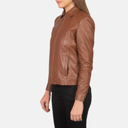 Brown Sheepskin leather Jacket - Back View Showing Tailored Shoulder Fit &amp; Clean Hemline