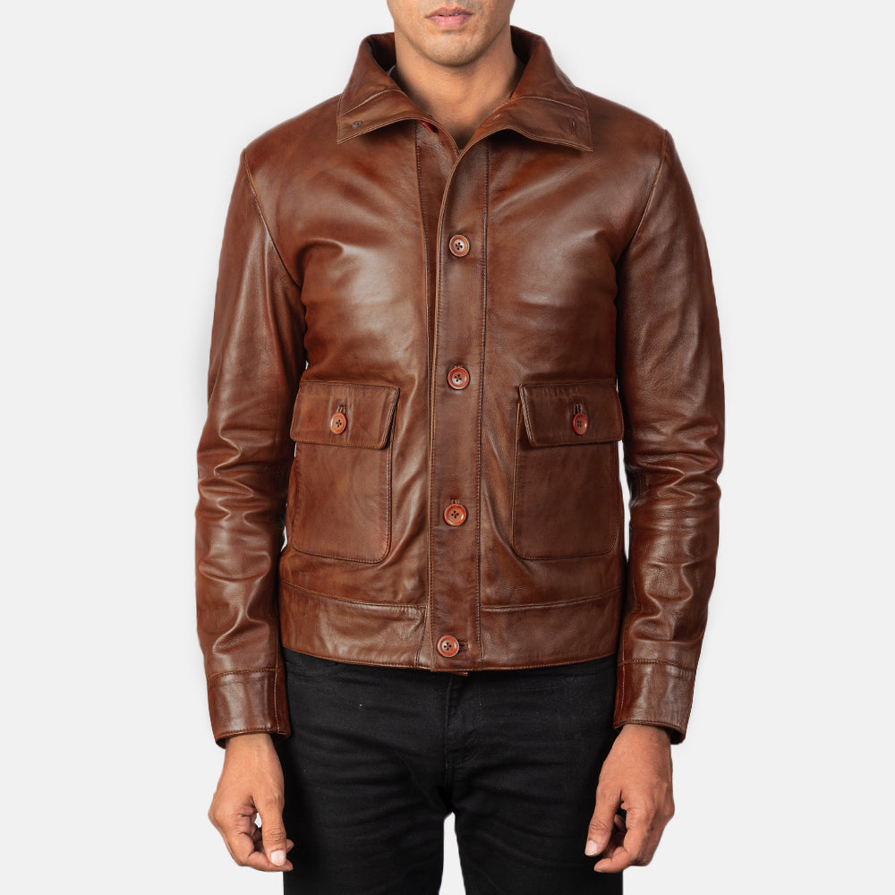 Columbus جاكيت بومبر جلد رجالي – alternate product view 1