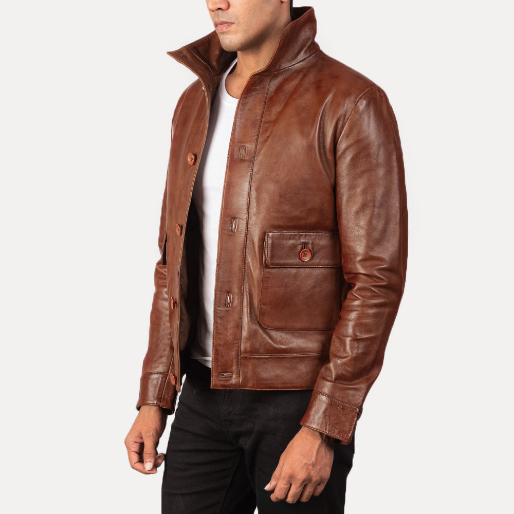 Columbus جاكيت بومبر جلد رجالي – alternate product view 2