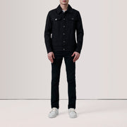 Black Full-Grain leather Jacket - Back View Showing Tailored Shoulder Fit & Clean Hemline