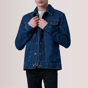 
Conard Dark أزرق Denim Trucker جاكيت جلد رجالي For Men in Dark Blue Full-Grain Leather - عرض أمامي وقَصّة مفصلة أنيقة | شراء أونلاين عبر المتجر الرسمي