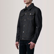 
Conard Faded أسود Denim Trucker جاكيت جلد رجالي For Men - عرض جانبي يوضح قَصّة الأكمام المريحة
