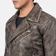 Danny مبطن جاكيت بايكر جلد رجالي – alternate product view 5