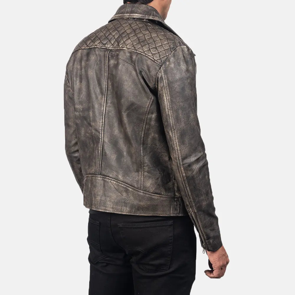 Danny مبطن جاكيت بايكر جلد رجالي – alternate product view 6
