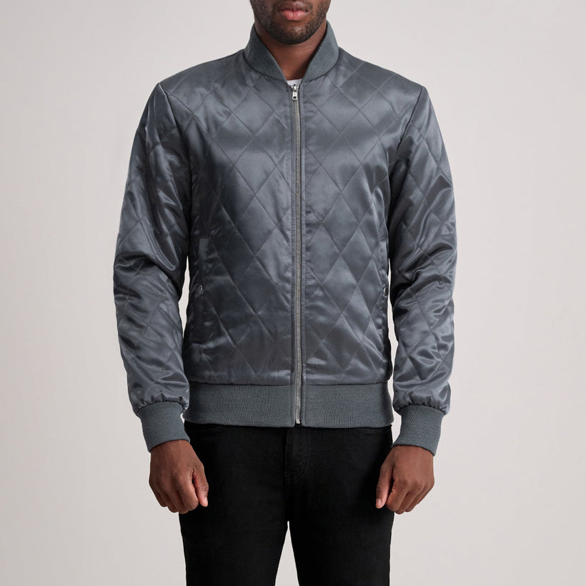 Danson مبطن Grey Varsity جاكيت جلد رجالي