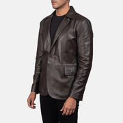 Brown Sheepskin leather Blazer - Back View Showing Tailored Shoulder Fit &amp; Clean Hemline
