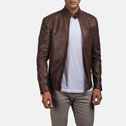 Dean أسود جاكيت بايكر جلد رجالي – alternate product view 1