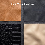Close-Up Detail of Classic Collar &amp; Heavy-Duty Zipper Hardware on Design Your Custom Leather Jacket | Free Shipping &amp; Alteration