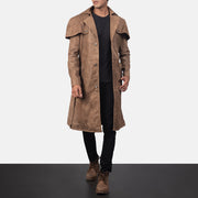 
Deux بني Leather Duster رجالي in Distressed Brown Semi-Aniline Snuffed - عرض أمامي وقَصّة مفصلة أنيقة | شراء أونلاين عبر المتجر الرسمي