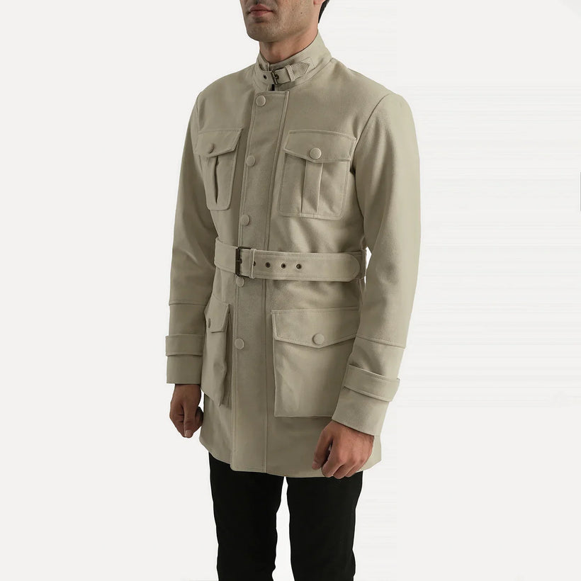 Dolf Off-White جاكيت شامواه طبيعي رجالي