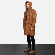 
Khaki Synthetic Wool Trench Coat - عرض خلفي يوضح تفصيل الأكتاف المتقن والحاشية النظيفة