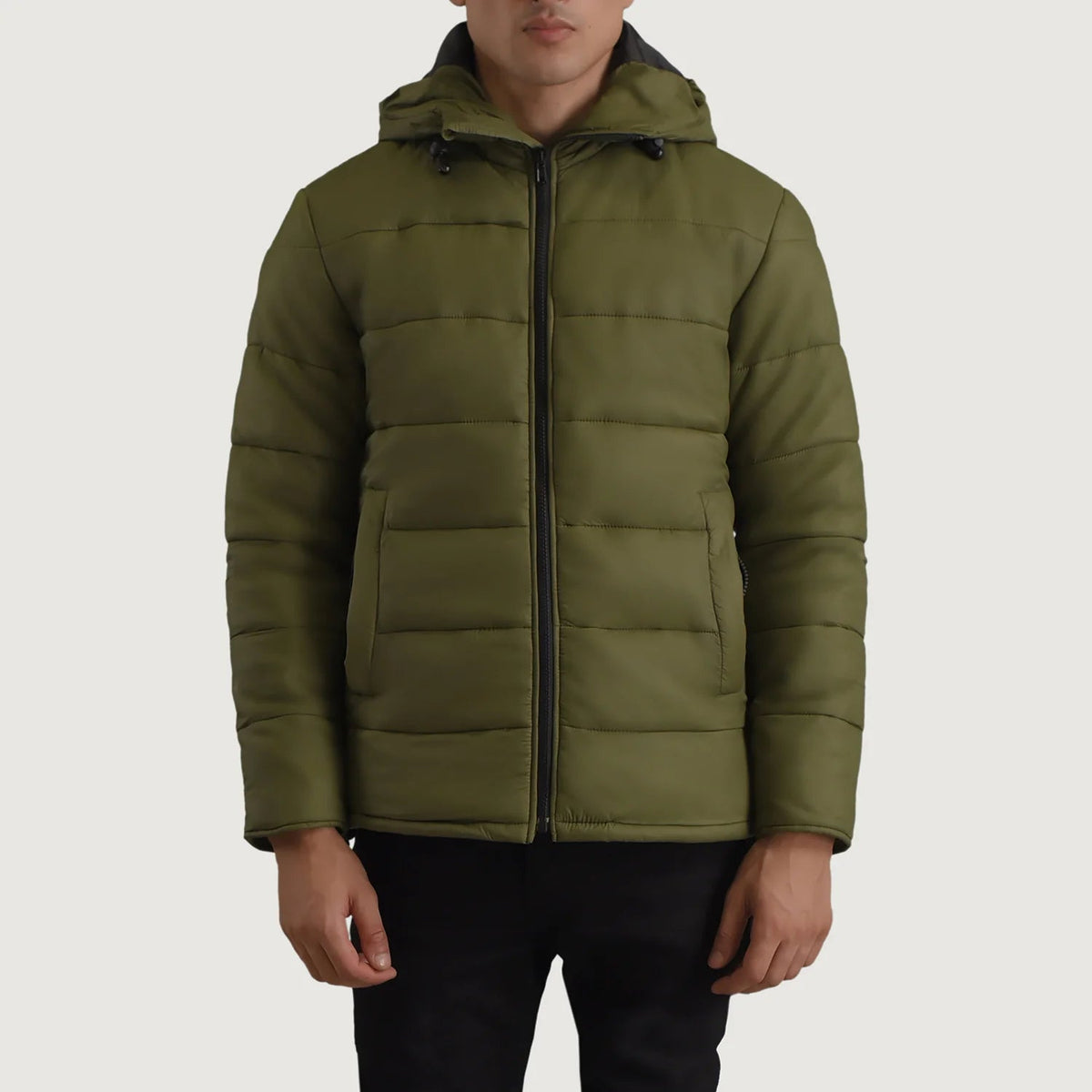 
Erico أخضر Hooded Puffer جاكيت جلد رجالي in Green Full-Grain Leather - عرض أمامي وقَصّة مفصلة أنيقة | شراء أونلاين عبر المتجر الرسمي