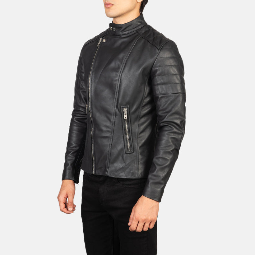 Mocha Brown Goatskin Suede Biker Jacket - Back View Showing Tailored Shoulder Fit & Clean Hemline
