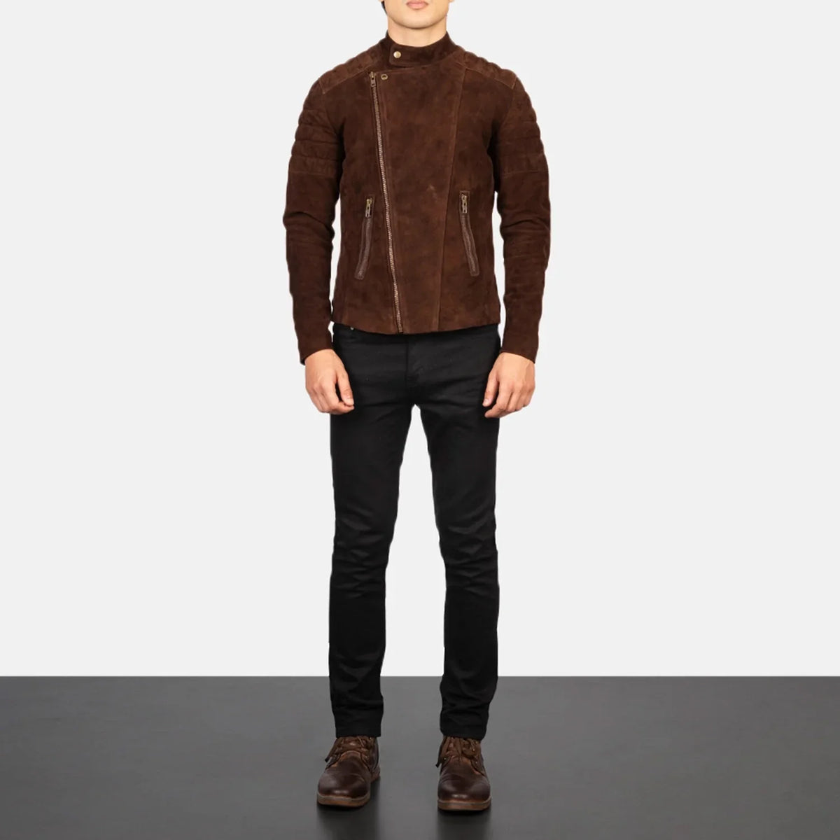 Faisor Mocha جاكيت بايكر جلد رجالي – alternate product view 3