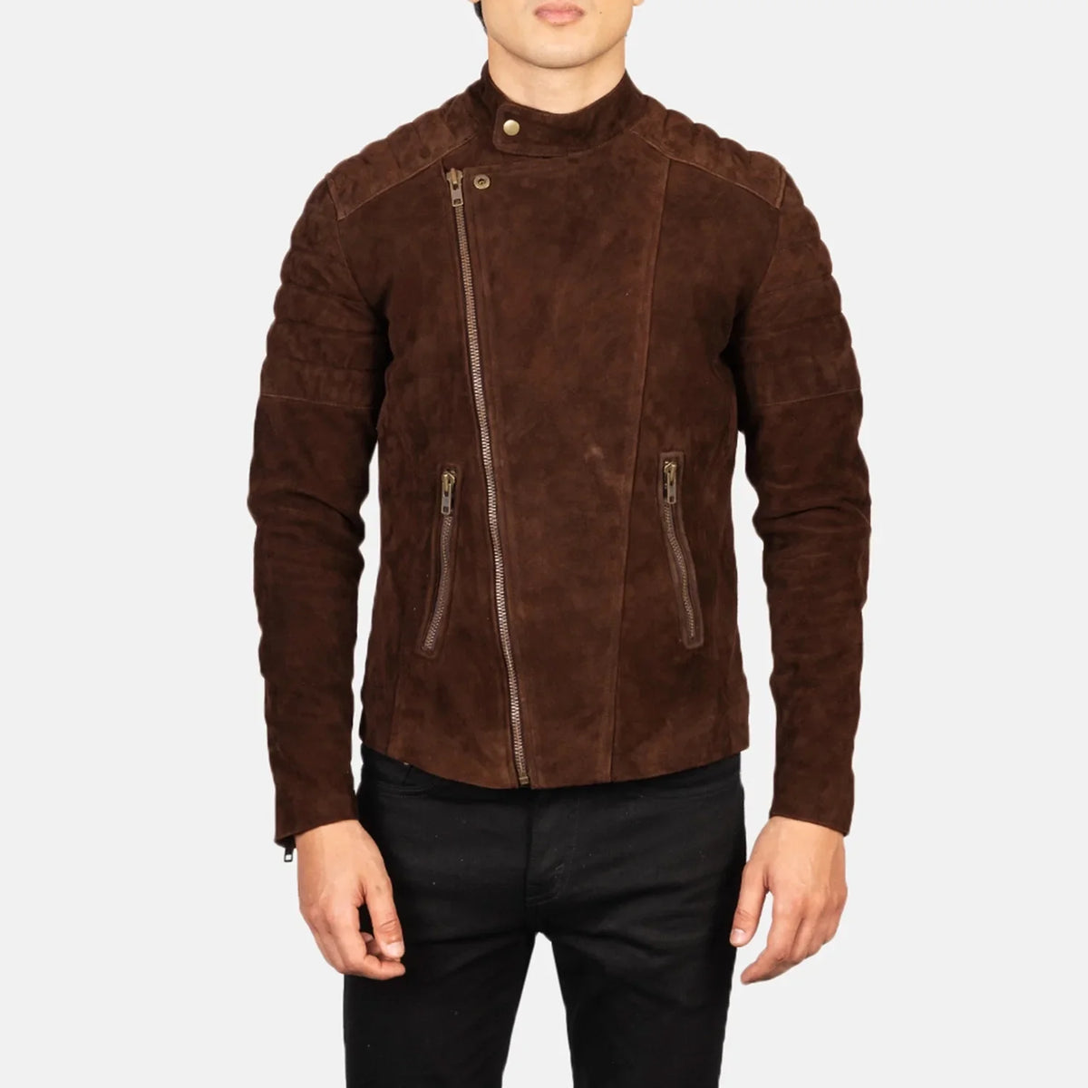 Faisor Mocha جاكيت بايكر جلد رجالي – alternate product view 4