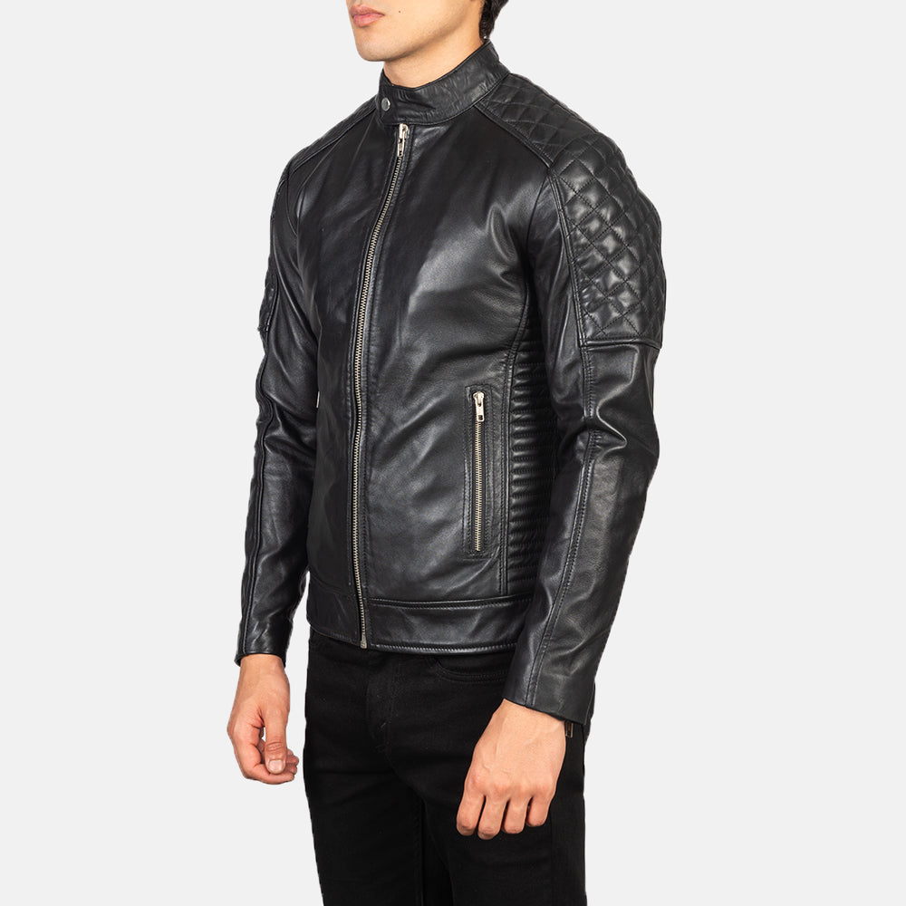 Brown Goatskin Suede Biker Jacket - Back View Showing Tailored Shoulder Fit &amp; Clean Hemline