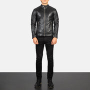 Men's Fernando Quilted Brown Suede Biker Jacket - Lateral Side Profile View Showing Sleeve Cut &amp; Athletic Taper Fit
