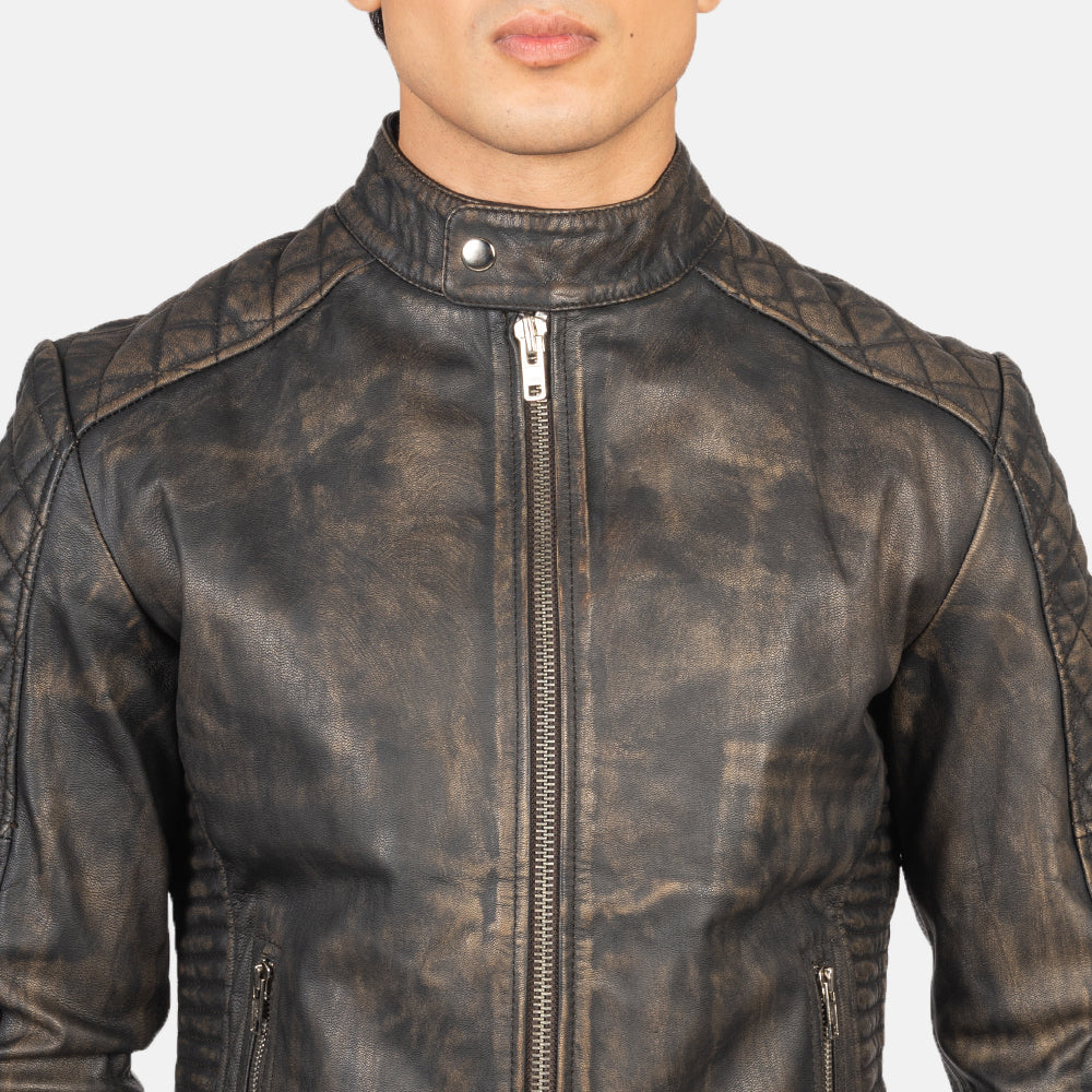 Fernando مبطن جاكيت بايكر جلد رجالي – alternate product view 6