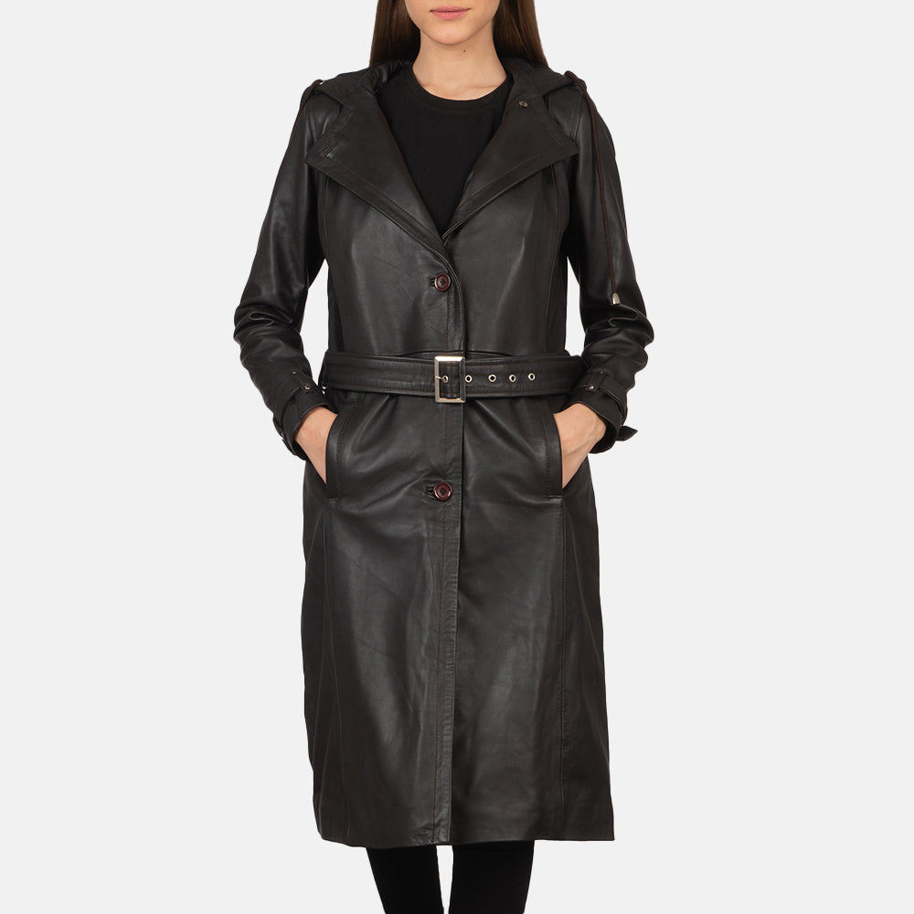 
Fixon Hooded بني معطف ترنش جلد نسائي in Brown Sheepskin Leather - عرض أمامي وقَصّة مفصلة أنيقة | شراء أونلاين عبر المتجر الرسمي