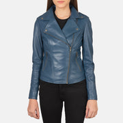 Zipper & Hem Craftsmanship Construction Detail on Women's Flashback Red Leather Biker Jacket