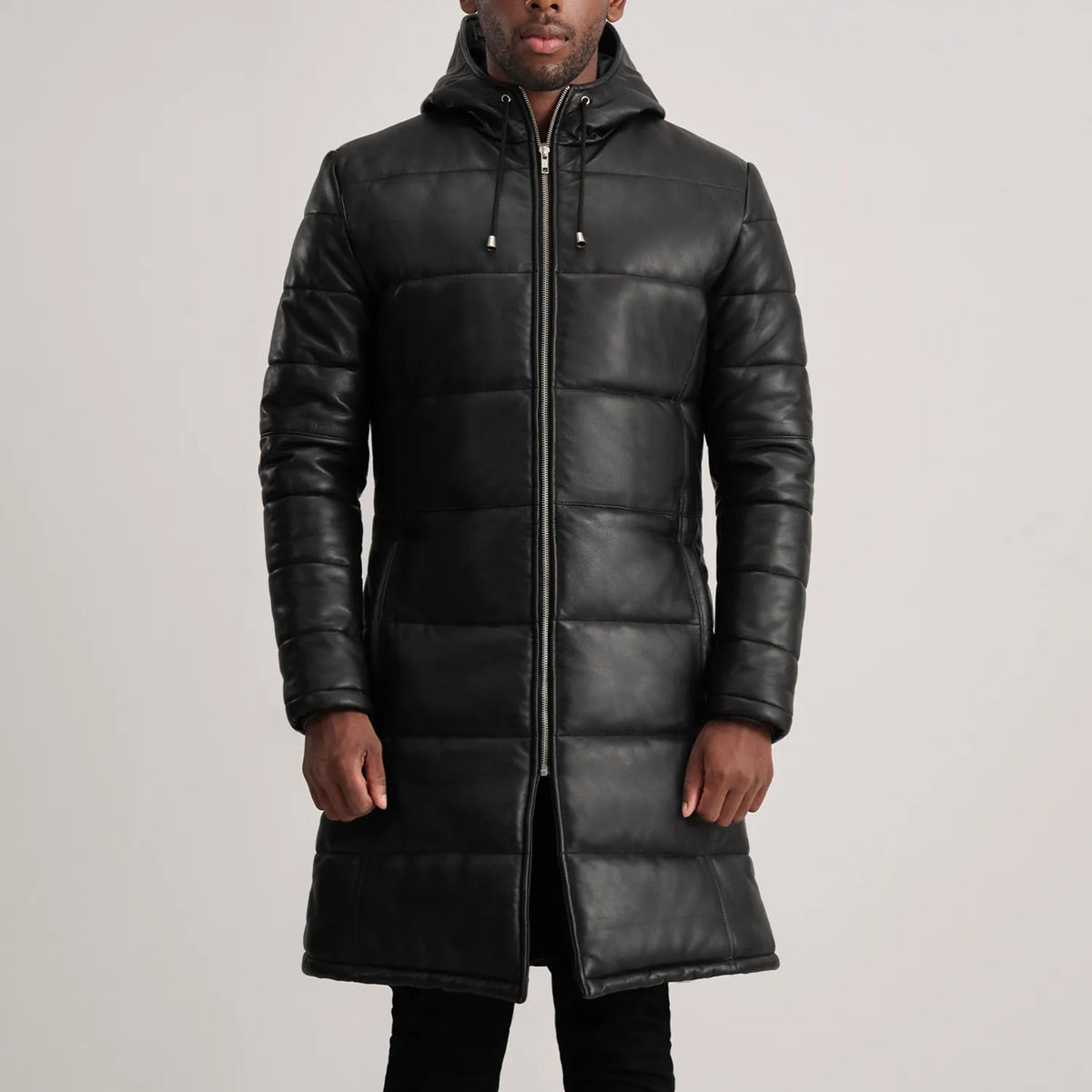 
تفاصيل مقربة of Hooded & Zipper Hardware on Floyd Tan Hooded Leather Puffer Coat
