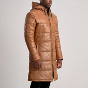 
Floyd معطف جلد فاخر بيج تان Puffer جاكيت جلد رجالي – alternate product view 2