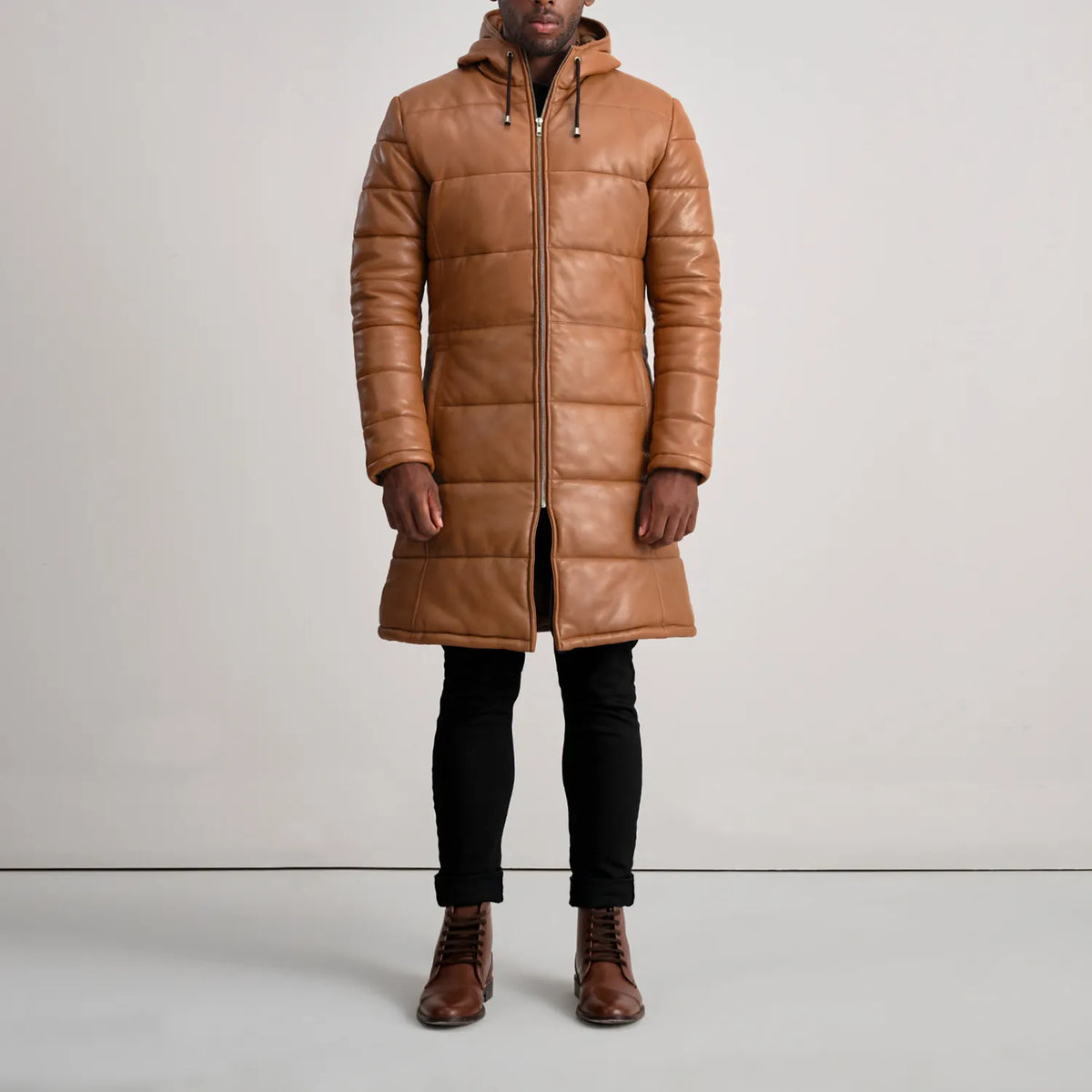 
Floyd معطف جلد فاخر بيج تان Puffer جاكيت جلد رجالي – alternate product view 3
