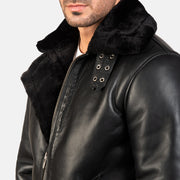 Francis B-3 أسود جاكيت بومبر جلد رجالي – alternate product view 6