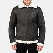 Francis B-3 أسود جاكيت بومبر جلد رجالي – alternate product view 4