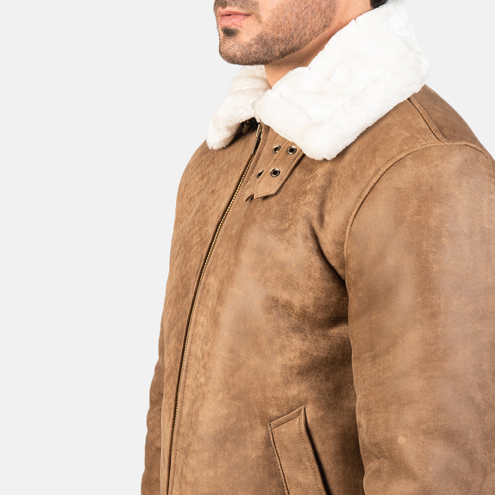 Francis B-3 أسود جاكيت بومبر جلد رجالي – alternate product view 6