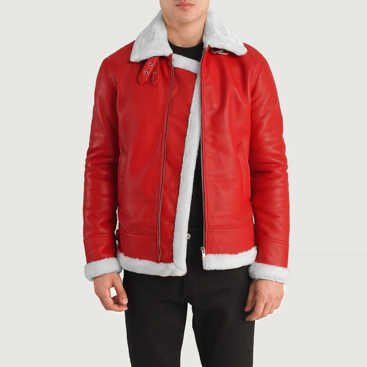 Francis B-3 أسود جاكيت بومبر جلد رجالي – alternate product view 1