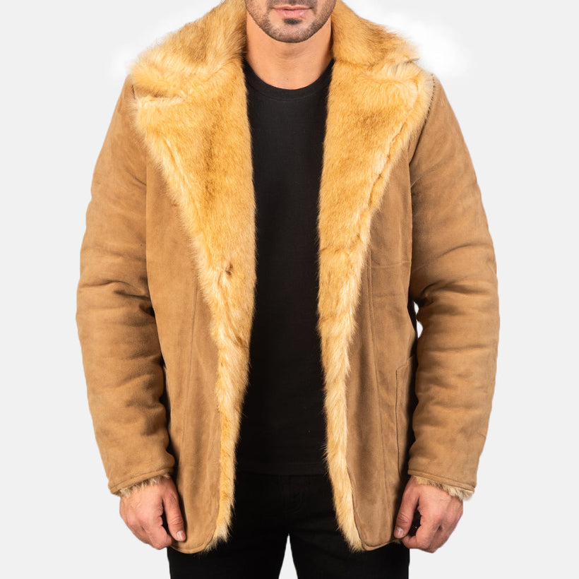 Furlong معطف جلد فاخر Beige معطف جلد فاخر رجالي