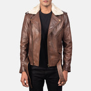 Zipper &amp; Hem Craftsmanship Construction Detail on Men's Furton Black Leather Biker Jacket