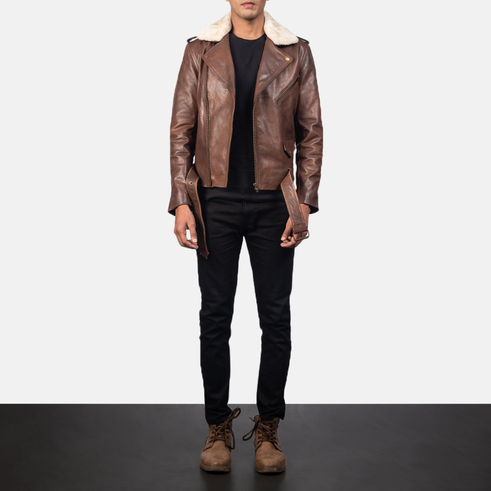 Furton جاكيت بايكر جلد رجالي – alternate product view 4