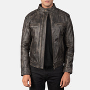 
Gatsby Quilted Distressed Brown Leather Jacket in Distressed Brown Goatskin Leather - عرض أمامي وقَصّة مفصلة أنيقة | شراء أونلاين عبر المتجر الرسمي