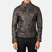 
Gatsby Quilted Distressed Brown Leather Jacket - عرض جانبي يوضح قَصّة الأكمام المريحة