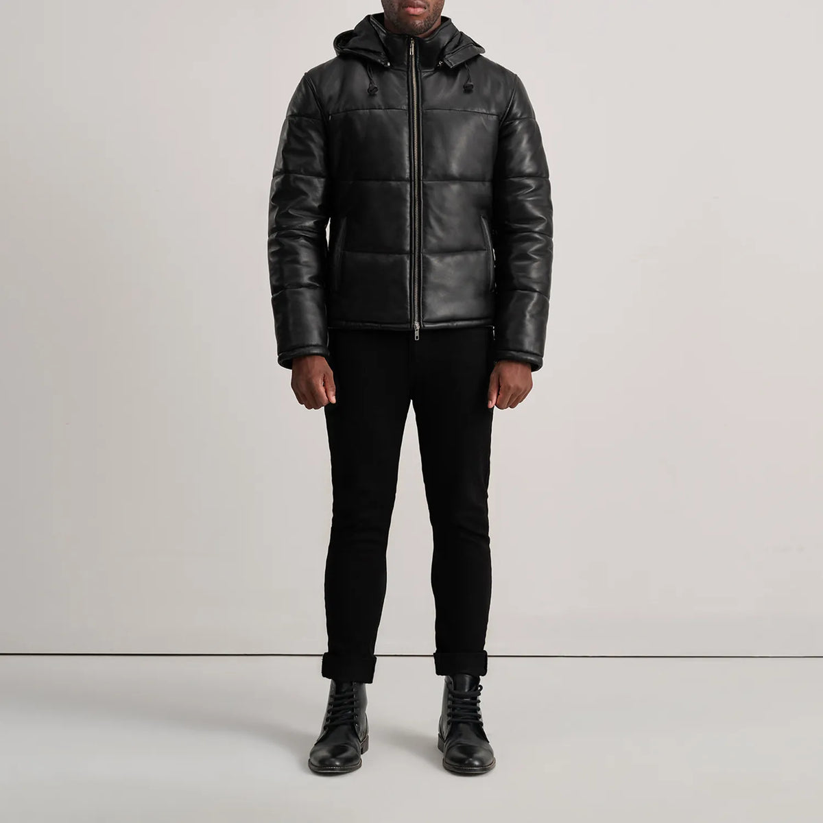 
Gordon Tan Hooded Leather Puffer Jacket - عرض جانبي يوضح قَصّة الأكمام المريحة