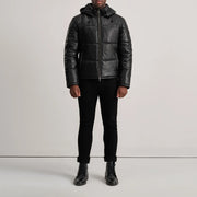 
Gordon Tan Hooded Leather Puffer Jacket - عرض جانبي يوضح قَصّة الأكمام المريحة