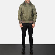
Hanklin Ma-1 Green Hooded Bomber Jacket - عرض جانبي يوضح قَصّة الأكمام المريحة